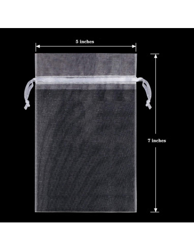 100 Bolsas de Organza Transparente Blancas 13x18 cm - HongyiTime