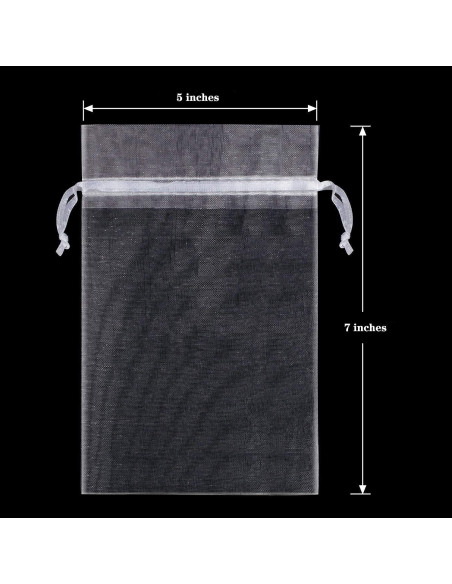 100 Bolsas de Organza Transparente Blancas 13x18 cm - HongyiTime