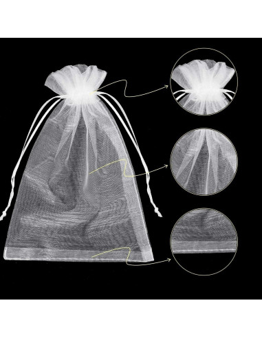 100 Bolsas de Organza Transparente Blancas 13x18 cm - HongyiTime