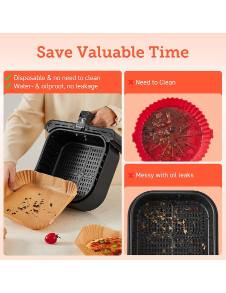 Forros para Freidora de Aire COSORI 100 PCS 16.5 cm Antiadherente