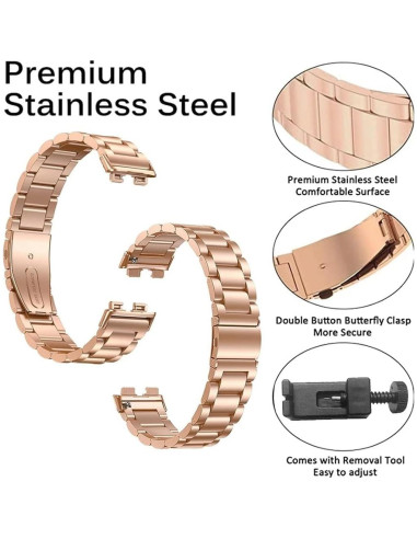 Correa de Metal Inoxidable XIHAMA para Huawei Band 10/9/8