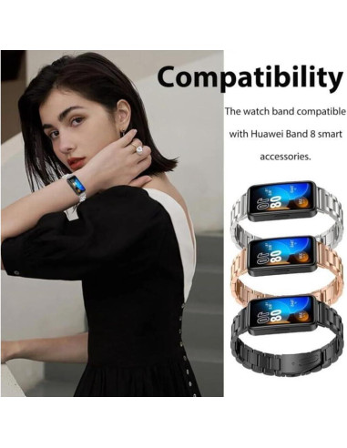 Correa de Metal Inoxidable XIHAMA para Huawei Band 10/9/8