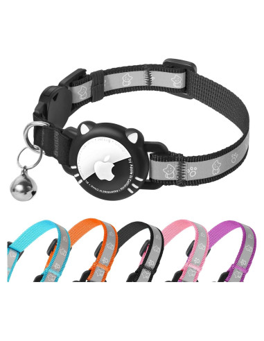 Collar para Gato AgoumLux con Soporte para AirTag Negro XS