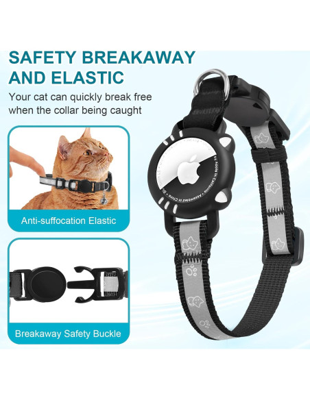 Collar para Gato AgoumLux con Soporte para AirTag Negro XS