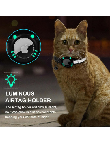 Collar para Gato AgoumLux con Soporte para AirTag Negro XS