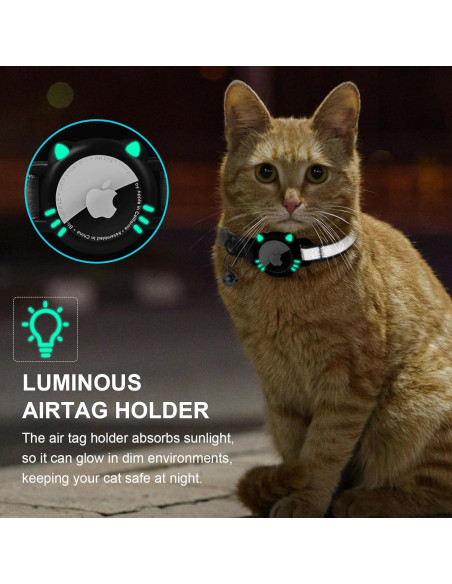 Collar para Gato AgoumLux con Soporte para AirTag Negro XS