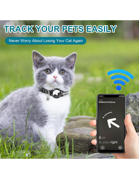 Collar para Gato AgoumLux con Soporte para AirTag Negro XS