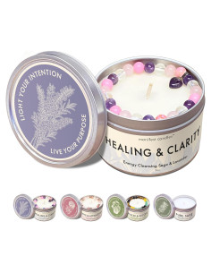 Vela Sanadora de Lavanda y Salvia 198g con Pulsera de Cristales