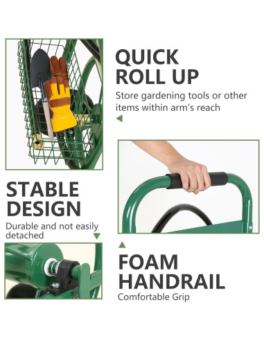 Carrete de Manguera PayLessHere 300 Pies Verde Resistente