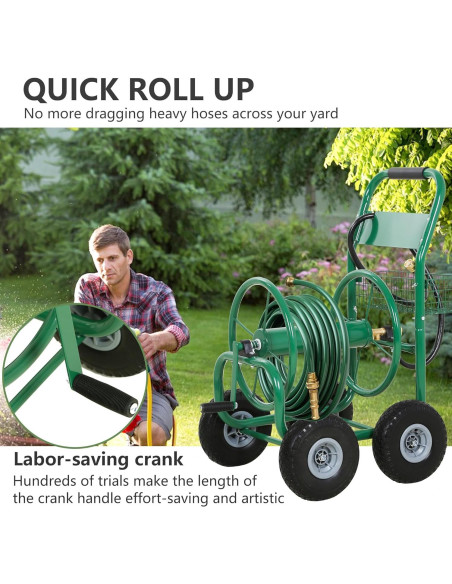 Carrete de Manguera PayLessHere 300 Pies Verde Resistente