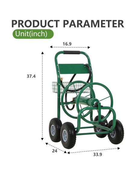 Carrete de Manguera PayLessHere 300 Pies Verde Resistente