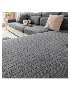 Cubierta de Sofá Seccional Cgeluy Gris Oscuro 2 Fundas Antideslizantes