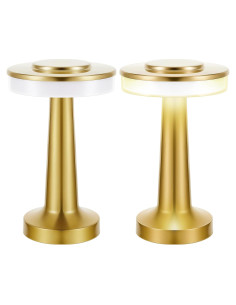 Conjunto de 2 lámparas de mesa LED Riakrum doradas portátiles