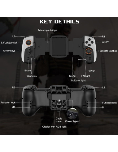 Controlador de Juego Móvil arVin con Enfriador RGB para iPhone/Android