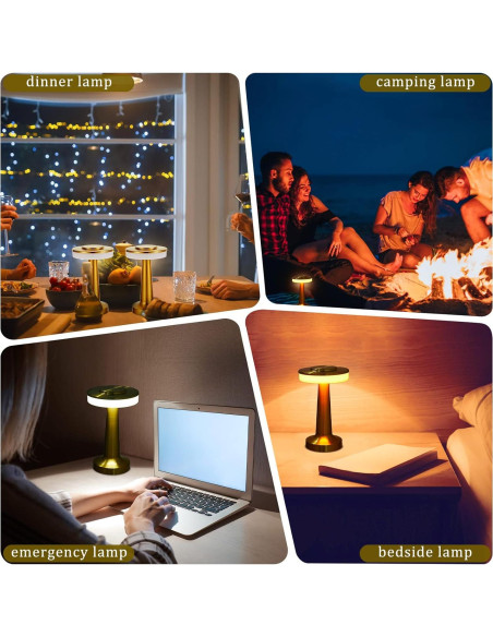 Conjunto de 2 lámparas de mesa LED Riakrum doradas portátiles