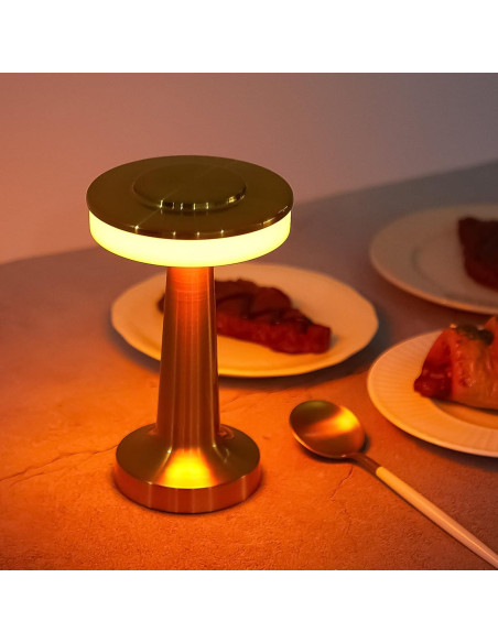 Conjunto de 2 lámparas de mesa LED Riakrum doradas portátiles