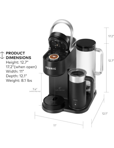 Cafetera Keurig K-Café SMART con BrewID, Negra, 1 Porción