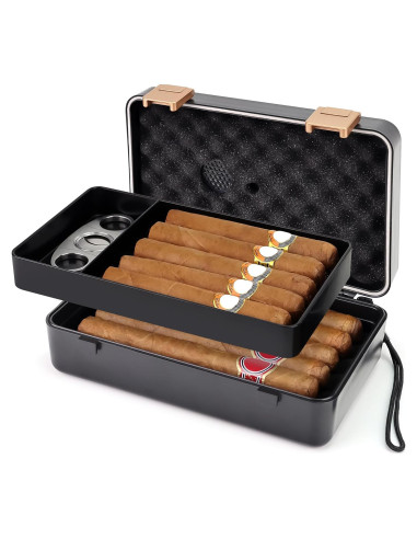 Estuche Humidor de Cigarros Fire Starter Negro 21.5x14x7.5cm