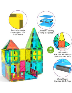 Bloques Magnéticos Jasonwell 60PCS Juguete Educativo STEM 2