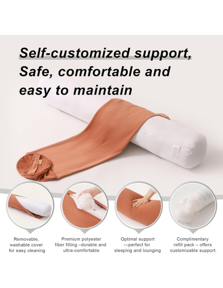 Cojín Corporal Ailuteie 99 cm Naranja Ámbar Soporte Lumbar