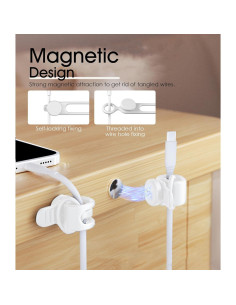 Organizador de Cables Magnético Nearockle 8 Piezas Silicona Blanco 2