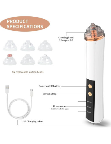 Aspiradora de Poros YUZYBH Limpiador Facial USB 3 Niveles