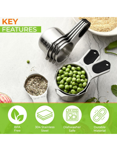 Tazas de Medir Magnéticas Spring Chef - Acero Inoxidable, 7 Piezas