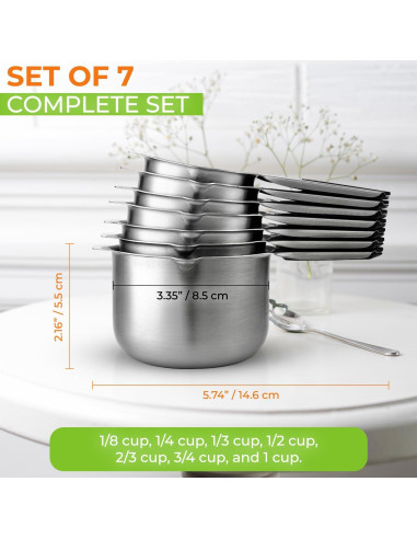 Tazas de Medir Magnéticas Spring Chef - Acero Inoxidable, 7 Piezas