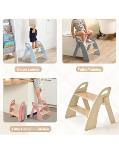Escalera Plegable de 2 Pasos Joothlin para Niños Antideslizante 2