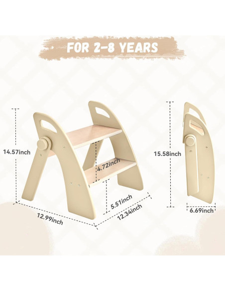 Escalera Plegable de 2 Pasos Joothlin para Niños Antideslizante