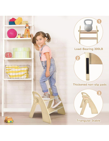 Escalera Plegable de 2 Pasos Joothlin para Niños Antideslizante