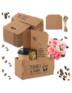 30 Soportes de Bebida MotiMind para 2 Tazas con Asa - Marrón