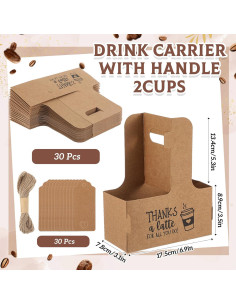 30 Soportes de Bebida MotiMind para 2 Tazas con Asa - Marrón 2