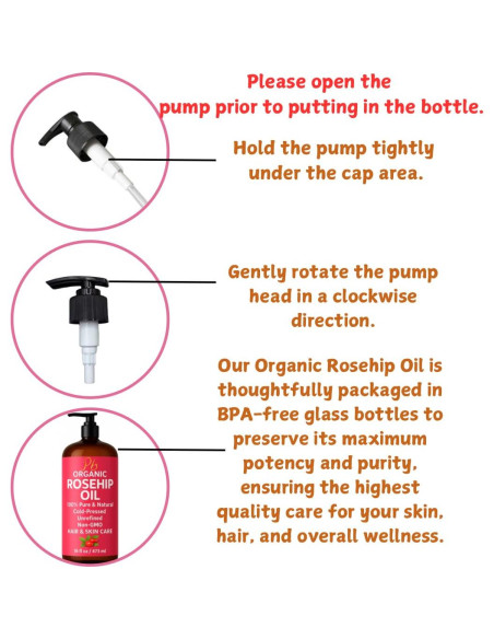 Aceite de Rosa Mosqueta Orgánico 473 ml - Puro y Prensado en Frío