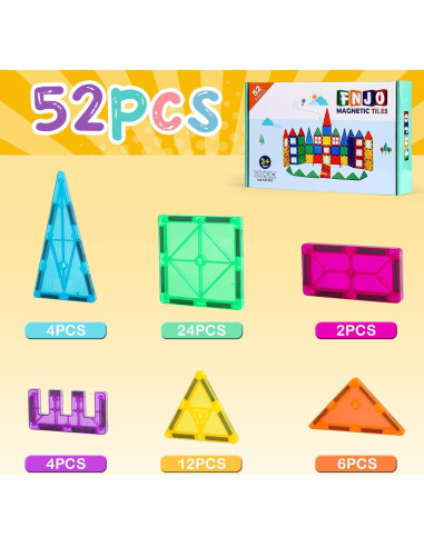 Conjunto de Bloques Magnéticos FNJO 52 PCS Juguetes STEM