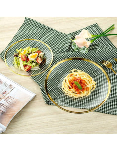 Juego de Platos de Carga NUPTIO 2PCS Vidrio Transparente Dorado 2