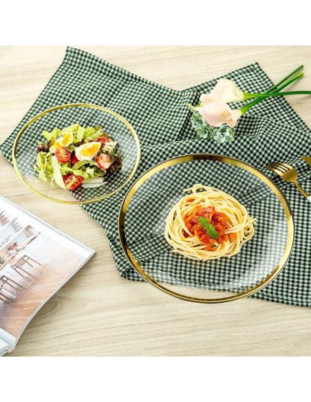 Juego de Platos de Carga NUPTIO 2PCS Vidrio Transparente Dorado
