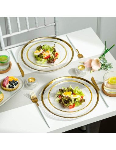 Juego de Platos de Carga NUPTIO 2PCS Vidrio Transparente Dorado