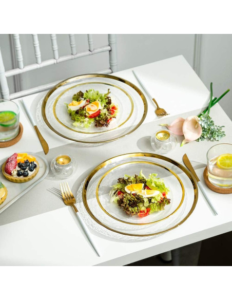 Juego de Platos de Carga NUPTIO 2PCS Vidrio Transparente Dorado