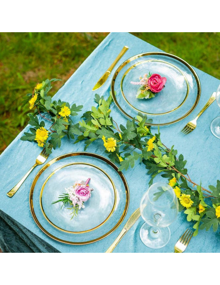 Juego de Platos de Carga NUPTIO 2PCS Vidrio Transparente Dorado