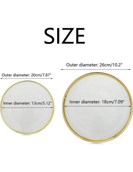 Juego de Platos de Carga NUPTIO 2PCS Vidrio Transparente Dorado