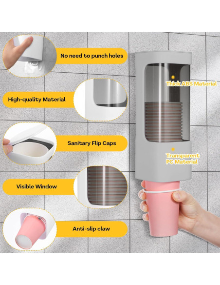 Dispensador de Vasos Molain de Pared para Vasos Desechables 3-5oz