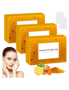 Jabón Natural de Limón y Cúrcuma CARXING - 3 Piezas
