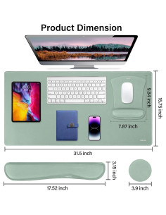 Conjunto Alfombrilla de Teclado y Ratón Ergonómico Mosiso Verde 2
