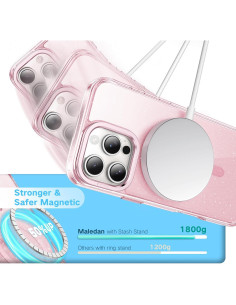 Funda Magnética Maledan para iPhone 16 Pro Max Rosa Brillante 2