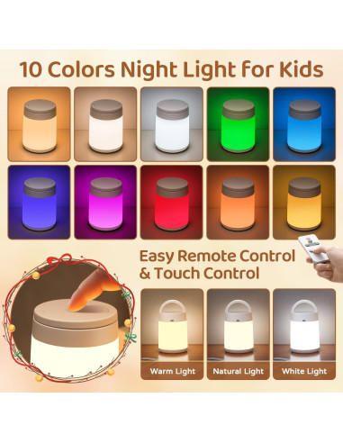 Luz Nocturna Portátil One Fire para Bebés 10 Colores 8 Brillos