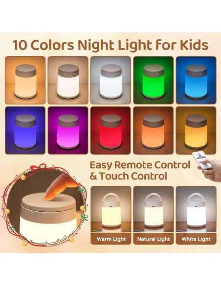 Luz Nocturna Portátil One Fire para Bebés 10 Colores 8 Brillos