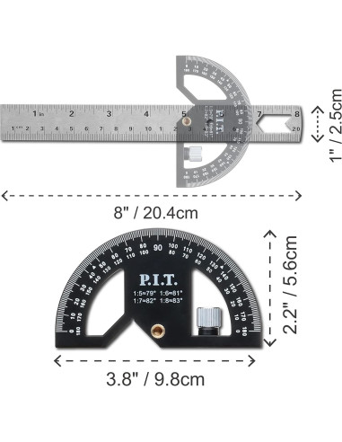 Transportador de Ángulo P.I.T. 203mm Ajustable para Carpinteros