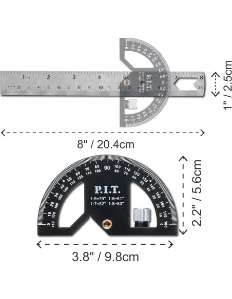 Transportador de Ángulo P.I.T. 203mm Ajustable para Carpinteros