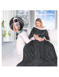 Manta Térmica Eléctrica Yokimisu 127x178 cm Gris con Mangas